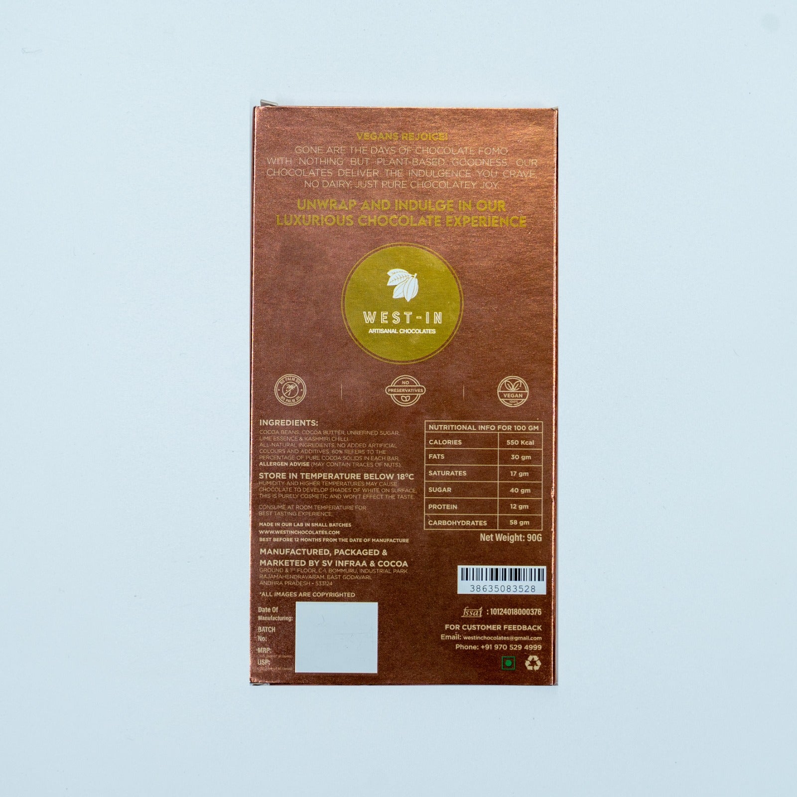 Vegan Dark Chocolate – Kashmiri Chilli & Lime - 90G