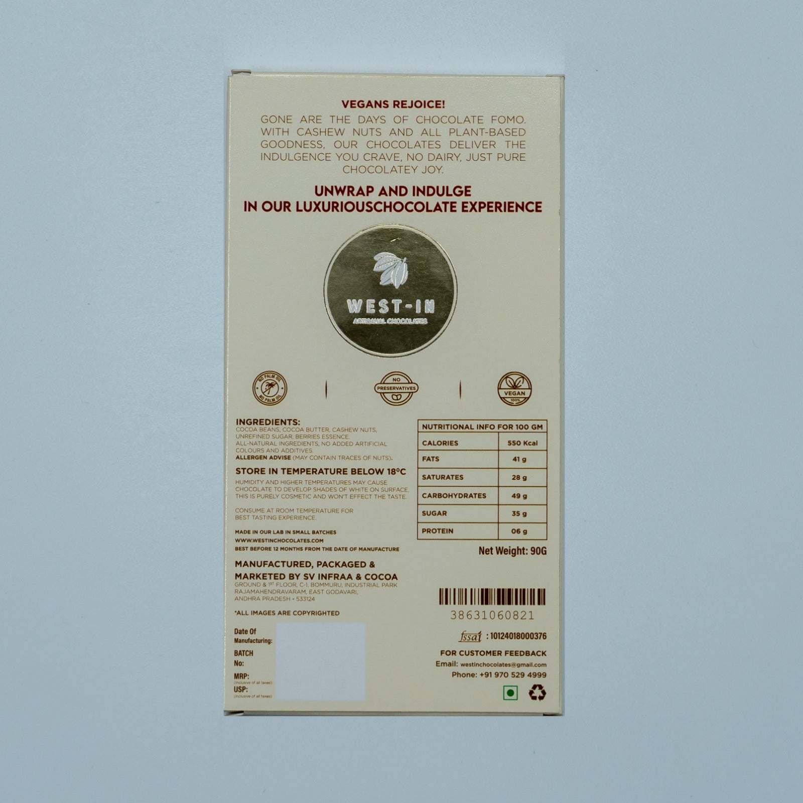 Vegan Milk Chocolate & Berries - 90G