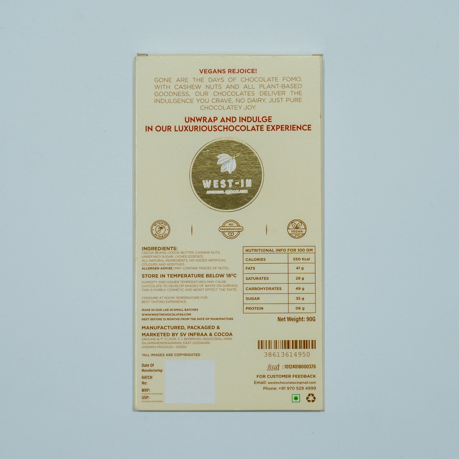 Vegan Milk Chocolate & Lychee - 90G