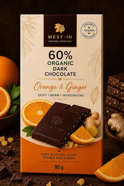 60% Organic Dark Chocolate – Orange & Ginger - 90G