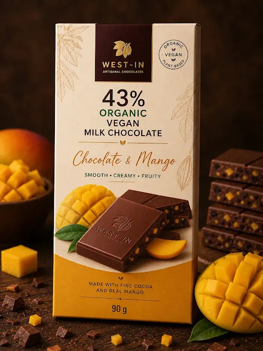43% Organic Vegan Milk Chocolate & Mango - 90G