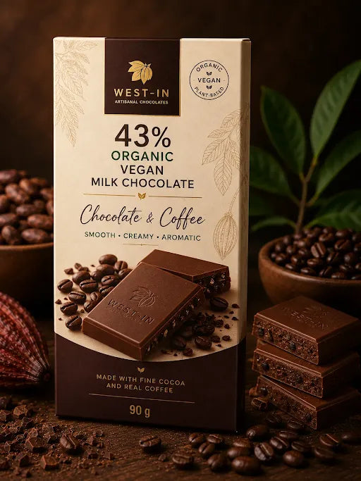 43% Organic Vegan Milk Chocolate & Coffee - 90G