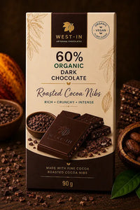 60% Organic Dark Chocolate – Roasted Cocoa Nibs - 90G