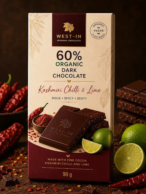 60% Organic Dark Chocolate – Kashmiri Chilli & Lime - 90G