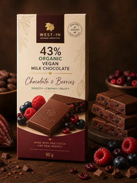 43% Organic Vegan Milk Chocolate & Berries – 90G